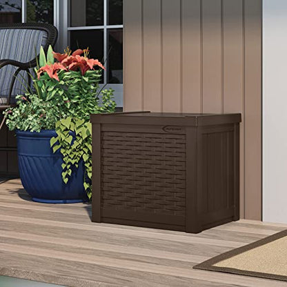 Suncast 22 Gal, Small Outdoor Storage Deck Box, Java Resin, Flat Lid