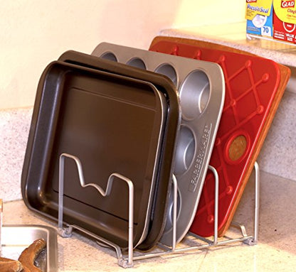 Simple Houseware Cabinet Bakeware Organizer Rack Holder, 2 Pack, Silver | for Kitchen, Pantry