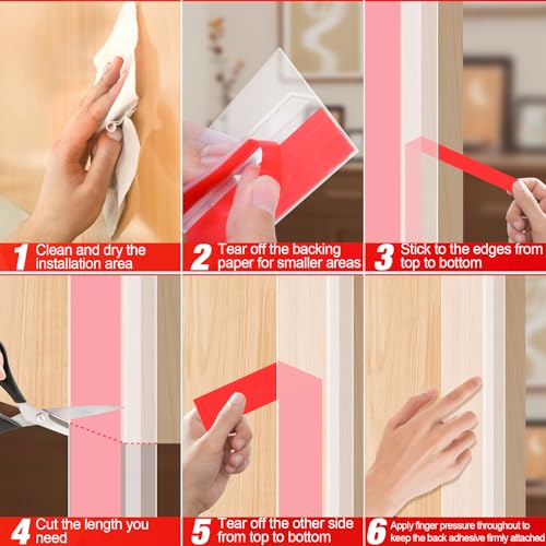 Door Draft Stopper for Side of Door Frame 1.97 in x 20 Ft T-Shaped Silicone Weather Stripping Door Seal Strip Draft Blocker - Clear
