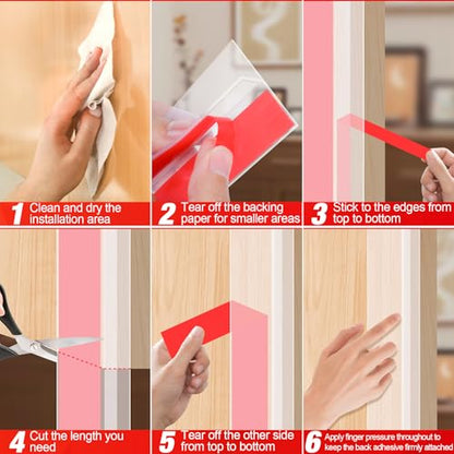 Door Draft Stopper for Side of Door Frame 1.97 in x 20 Ft T-Shaped Silicone Weather Stripping Door Seal Strip Draft Blocker - Clear