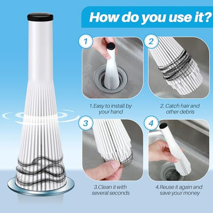 Feekoon 2 Pack Lint Trap for Washer and Utility Sink Drains, Hair Catcher | Fits 1.5 to 1.75 Inch Drains, Nylon Mesh, T Shape Rubber Plug, For Laundry Rooms and Utility Sinks, Removable for Cleaning