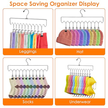 Pants Hangers Space Saving with Clips,Closet Organizers and Storage,20 Non-Slip Rubber Clips Metal Legging Organizer for Jeans Skirt Home Essentials,Dorm Room Essentials for College Students Girls Guy