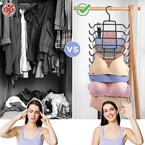 2Pcs Tank Top Hangers Space Saving Hanger Organizer Bra Hangers Black | 360° Rotating Metal Closet Organizers and Storage Lingerie Hangers for Tank Tops Cami Bras Belts Swimsuits Lingeries