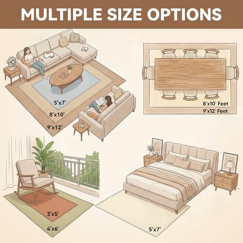 Non-Slip Rug Pads, Waterproof Extra Large Area Rugs Pad 8'x10' Non Skid Felt Pads, Rugs for Living Room, 1/4 inch Thick Carpet Padding Protector Mat Floor Mat