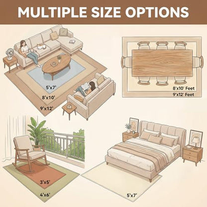 Non-Slip Rug Pads, Waterproof Extra Large Area Rugs Pad 8'x10' Non Skid Felt Pads, Rugs for Living Room, 1/4 inch Thick Carpet Padding Protector Mat Floor Mat