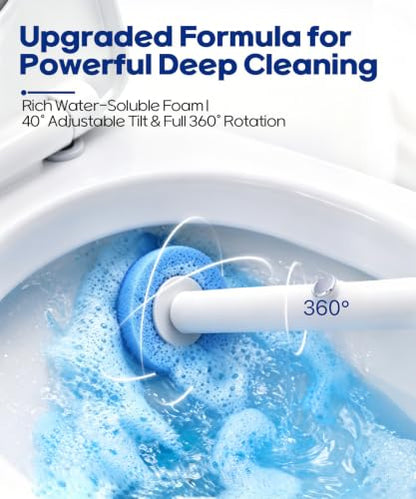 Disposable Toilet Brush and Holder Set with 16 Refills for Bathroom | Disposable Toilet Cleaning System,Toilet Wand Kit,Wall-Mounted or Floor-Standing Holder Toilet Cleaning Stick Touch Free