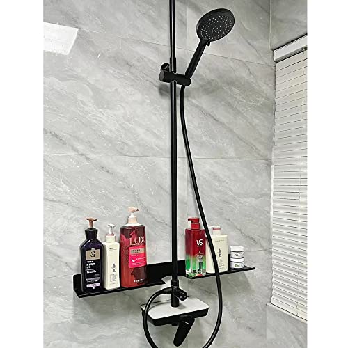 ROYALITA 17 Inch Acrylic Bathroom Shelf Organizer Over The Faucet | Bathroom Sink Rack Over The Sink Shelf, Countertop Organizer Kitchen Above Faucet, Black