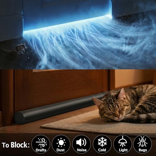 MAXTID 32" Black Door Air Draft Stopper, Wind Blocker for Small Apartments | Bedroom Doors & Small Apartments