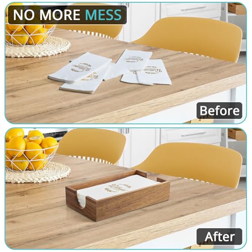 Napkin Holder for Bathroom, Acacia Wooden Guest Towel Holder Tray for Bathroom, Disposable Paper Hand Towel Holder for Bathroom Accessories, Dinner Napkin Holder for Kitchen Table Party