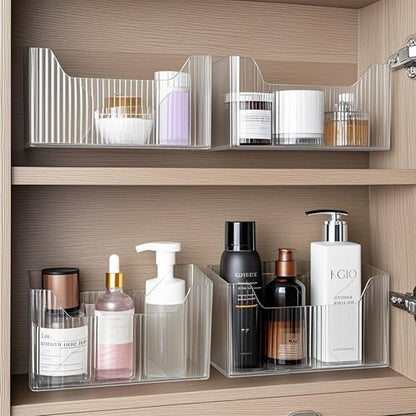 2 Pack Cabinet Door Organizer, Adhesive Wall Mounted Organizer Bins, Clear Storage Caddy, Stackable Basket for Kitchen Cabinets, Bathroom, Pantry, Office, and Tabletop Organization