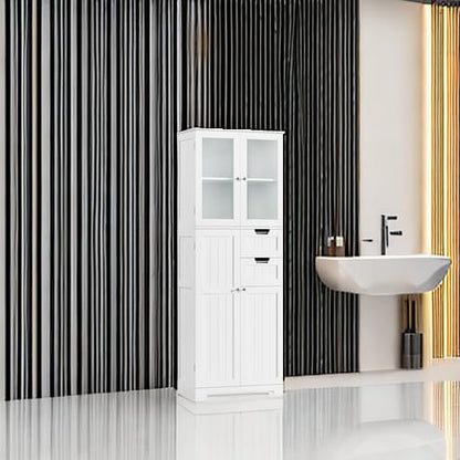 67'' Tall Bathroom Storage Cabinet, Linen Cabinet... (White | Engineered Wood)