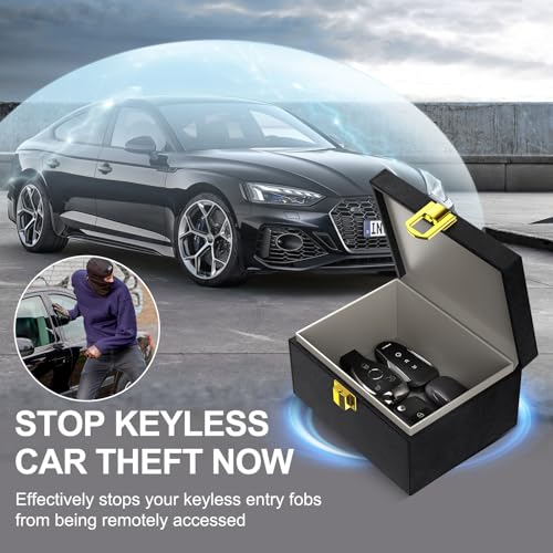 Samfolk Faraday Box with Faraday Bags for Car Keys, Car Key Signal Blocking Box, Keyless Entry Car Key Safe Protector Anti-Theft Shielding Cage (Small)