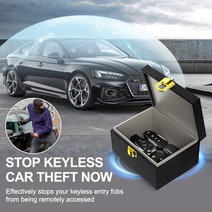 Samfolk Faraday Box with Faraday Bags for Car Keys, Car Key Signal Blocking Box, Keyless Entry Car Key Safe Protector Anti-Theft Shielding Cage (Small)