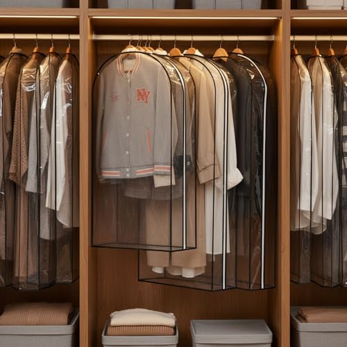 Clear Garment Bags for Hanging Clothes 3-piece set(43,50,60) inches Storage Bags With Zipper for Shirts, Suit,Jackets,Coats,sweater,Long Dresses,wedding,gowns,etc.