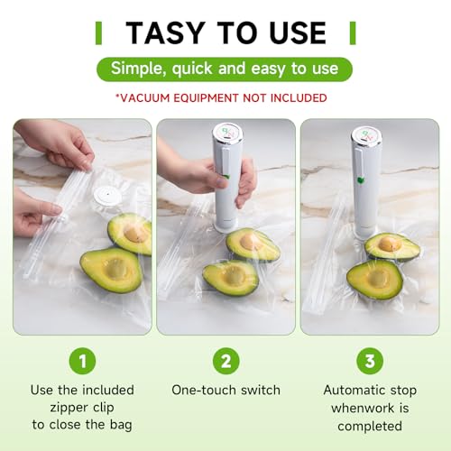 Vacuum Sealer Bags, 40 Reusable Vacuum Sealer Bags for Food, BPA-Free, Meal Prep and Sous Vide Cooking,Works for Handheld Sealer and Vac Sealer Machine with External Vacuum Systems