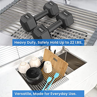 Roll Up Dish Drying Rack Over the Sink 12.5"-21.6"... (Gray)