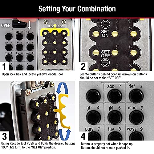 Master Lock Wall Mount Key Lock Box with Push Button for House Keys, Outdoor Safe with Combination Lock, 5 Key Capacity, 5423EC , Black