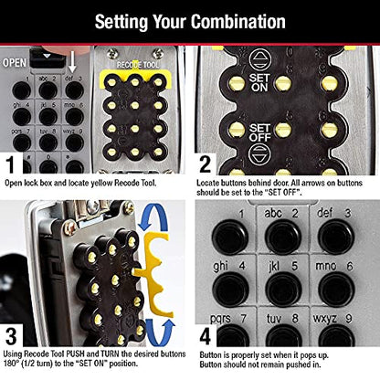 Master Lock Wall Mount Key Lock Box with Push Button for House Keys, Outdoor Safe with Combination Lock, 5 Key Capacity, 5423EC , Black
