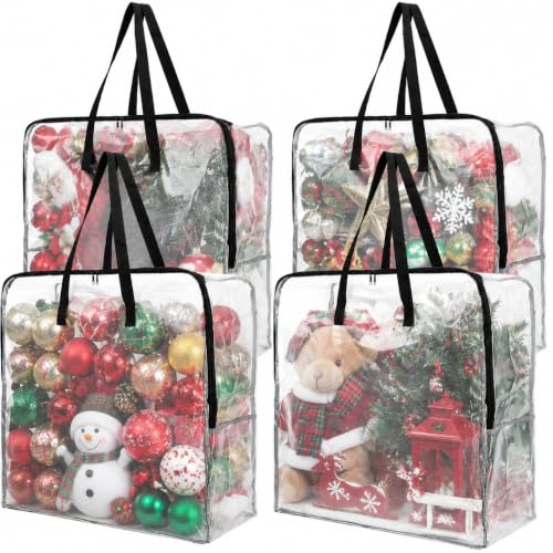 4 Pack Oversized Clear Storage Bag with Handles an... (4 Count | Clear)