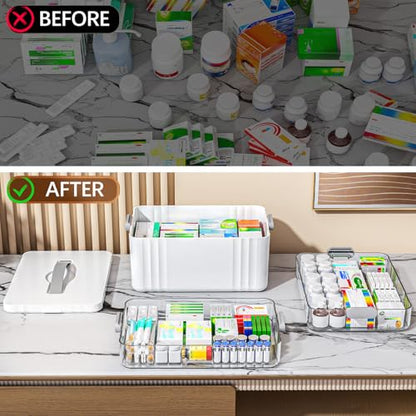 ARSTPEOE 3-Tier Medicine Organizer - Portable Medicine Cabinet with Handle | Multipurpose Medical Box, Pill Organizer, Empty First Aid Kit for Home
