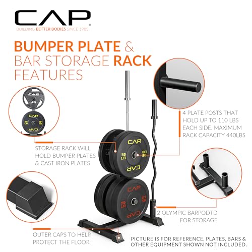 Olympic Bumper Plate Tree Rack with Barbell Holder... (Alloy Steel)