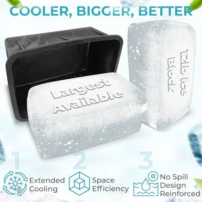 Ice Block Form Makes 12 Lb. Ice Cube 11" x 7" x 5" Largest Available Ice Block Maker, Ice Bath Chiller, Cold Plunge Tub Or Cooler, Reusable Food Grade