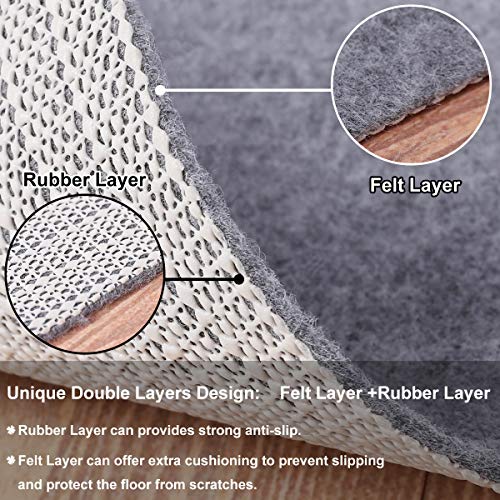 Non Slip Rug Pad Grippers - 9x12 Ft, 1/8" Thick, (Felt + Rubber) Double Layers Area Carpet Mat Tap, Provides Protection and Cushioning for Hardwood or Tile Floors