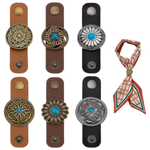 PH PandaHall 6 Styles Leather Scarf Ring Clasp Cli...