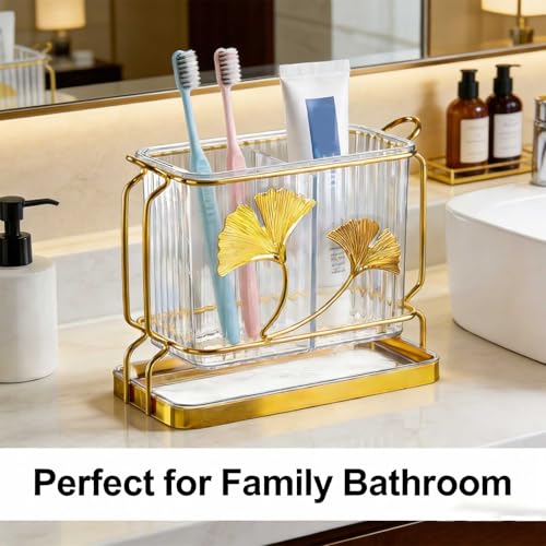 Kitchen Utensil Holder, Dry & Wet Separation, Uten... (Clear gold | Plastic)