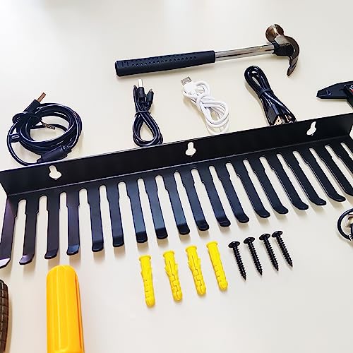19 Slots Wall mountable Cable Hanger and Organizer,Cable Holder,Cable Organizer Studio Storage,Slots Width from 5.5 to 9.5mm for Cord Management Rack