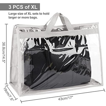 3PCS Purse Storage Bag Organization Purse Dust Bag Organizer Clear Plastic Lightweight Protective Waterproof Handbag Protector