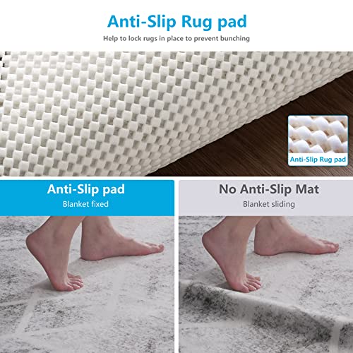 Non Slip Area Rug Pads Non Skid Rug Gripper 9x12 Feet Extra Thick Pad Anti-Slip Carpet Rug Mats for Hardwood Surface Floors, Keep Rugs Safe and in Place(9 x 12 Ft)