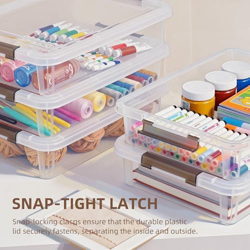 Citylife 3 PCS Plastic Storage Bins with Latching Lids Portable Project Case Clear File Box Stackable Storage Containers for Organizing A4 Paper, Photo, Document, Scrapbook