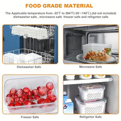 3pcs 4 in 1 Fruit Storage Containers for Fridge with Removable Colanders