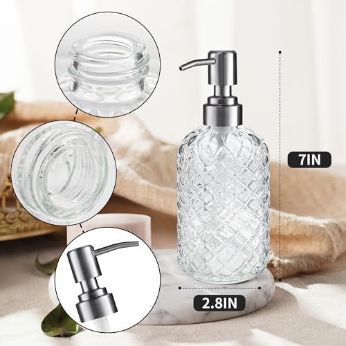 Kaishun Refillable Glass Soap Dispenser (2PC) for Hand Soap & Lotion, Clear