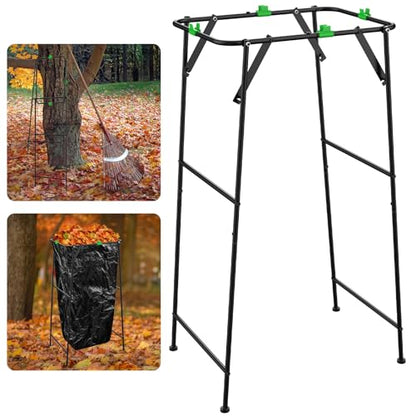 Foldable Trash Bag Holder Stand, Outdoor Leaf Bag Holder for Yard, Lawn | Portable Rustproof Garden Garbage Bag Frame Holder for 30-55 Gallon Bags for Leaves, Camping, Yard Weeding & Lawn Party