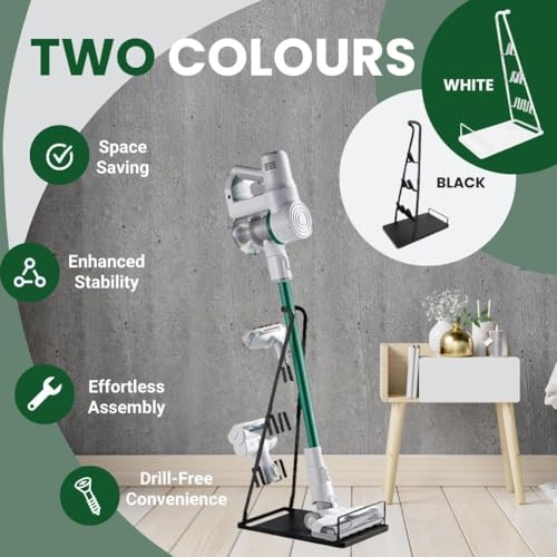 EZ SPARES Vacuum Stand,Storage-Stand-Docking-Station-Holder,Stable Metal Storage Bracket Stand Holder,Compatible with Dyson,Hoover, Eureka, Rainbow,Shop VAC and Most Stick Vacuum(Black)
