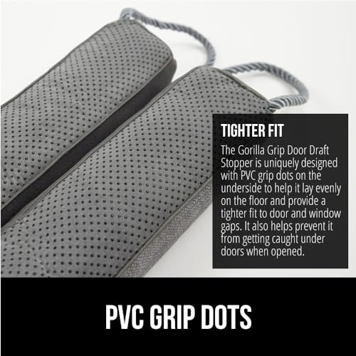 GORILLA GRIP Door Draft Stopper for Bottom of Doors, Cold Air Insulation Sweep, Weather Stripping Seal Noise, Soundproofing, Warmth Sealer, Easy Install Gap Filler, Home Essentials, 32 Inch, Gray