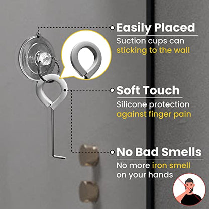 2-Pack Shower Drain Hooks for Drain Cover Removal, Assists with Linear Drain Grate Removal and Clean, Stainless Steel Silicone Protector Extractor Tool.(Gray)