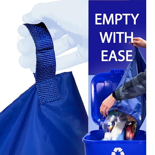 blubag Reusable Recycling Bag, 13-Gal Tall Kitchen, basic edition – Paracord Drawstring, Cinch Hardware, Dump Handle, 1-Pack