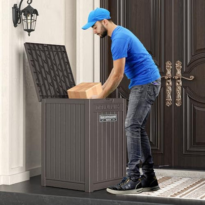 Package Delivery Box for Outside, 48 Gallon Storage with Lockable Secure, Large Resin Outdoor Package Drop Container