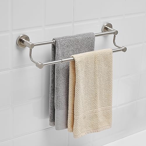 Double Towel Bar Towel Rack for Bathroom Wall Mounted Brushed Nickel | Adjustable 16-26 In,Wall Mounted Towel Holder, Stainless Steel, Rustproof, Towel Bar Rod Hanger Hardware Accessories Hotel