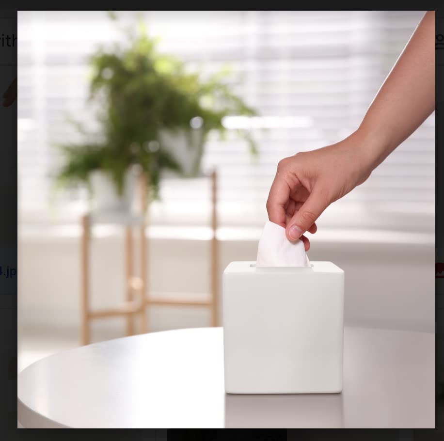 White Tissue Box Cover Square –Heavy Hand-Poured Resin Tissue Box Cover Holder –Home Decor Cube Square Tissue Box Holder with High Gloss Lacquer Finish – Stays Shiny & Won’t Move When Pulling Tissues