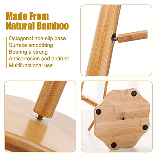 Bamboo Countertop Mug Tree Stand with 6 Hooks, Octagon Base Coffee Cup Tree