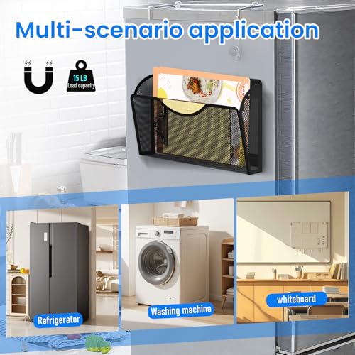 Magnetic File Holder, Magnetic File Folder Holder, No Drilling Installation, Magnetic Mail Holder File Organizer for Whiteboard,Office,Refrigerator,File Cabinets,Classroom