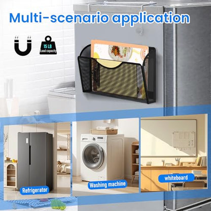 Magnetic File Holder, Magnetic File Folder Holder, No Drilling Installation, Magnetic Mail Holder File Organizer for Whiteboard,Office,Refrigerator,File Cabinets,Classroom