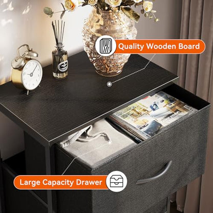 AODK Small Dresser for Bedroom Nightstand with 3 Storage Drawers, Black | Chest of Drawers End Table for Living Room, Closet Dresser with 3 Storage Drawers Organizer Clothes