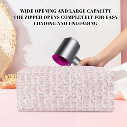 Hair Tools Travel Carrying Bag, Quilted Floral Bag for Shark Flexstyle | Carrying Case Portable Shark Air Wrap Dryer Case Flat Curling Iron Organizer for Women (Pink)