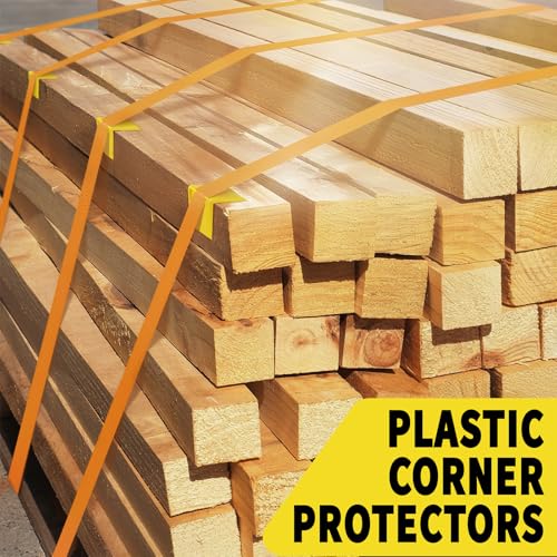 20 Pack 2 in V Shaped Corner Edge Protectors for Flatbed, Yellow | Crack resistant plastic, fits 1 to 2 inch tie down straps, heavy duty corner guards, for flatbed trailer pallets and moving