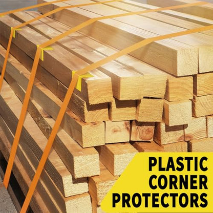 20 Pack 2 in V Shaped Corner Edge Protectors for Flatbed, Yellow | Crack resistant plastic, fits 1 to 2 inch tie down straps, heavy duty corner guards, for flatbed trailer pallets and moving